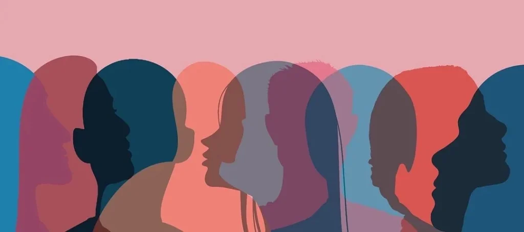 Dibujo de siluetas de personas hablando
